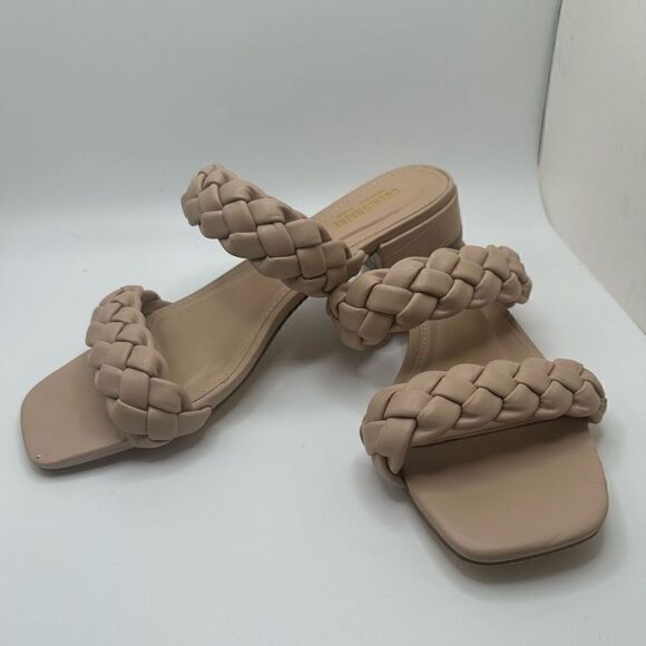 CUSHIONAIRE Women's two band braided low block heel slide sandal +Memory Foam 7 - Picture 7 of 7